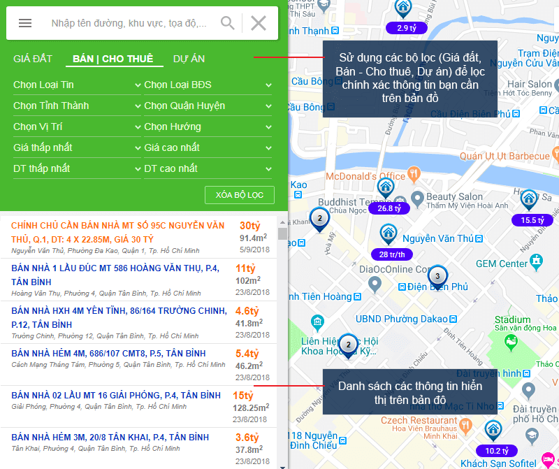 bộ lọc tìm kiếm nâng cao